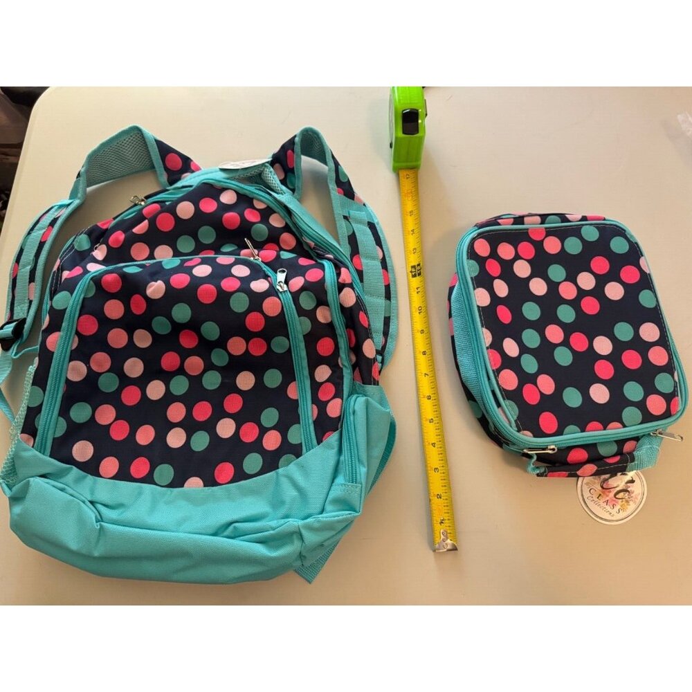 youth backpack & Lunch bag set water resistant padded laptop or tablet compart.